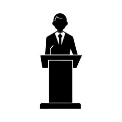Minimalist Serious Podium Speaker Icon for Corporate Presentations and Speeches