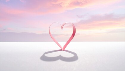 Heart Shape Silhouette: A simple paper heart silhouette casts a soft shadow against a beautiful sky background, symbolizing love, romance, and heartfelt sentiments. 
