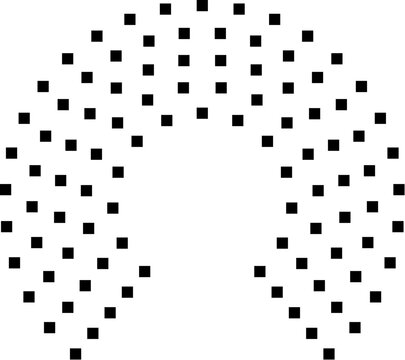 Hemicycle 100 seats - chamber 280 degree donut chart - 5 rows 