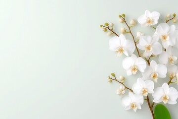 Fototapeta premium Orchid Wellness Zen Minimalist Spa Beauty Background, Serene Aromatherapy Candle Design,