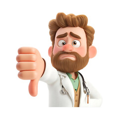 Cartoon Doctor Giving Thumbs Down Gesture with Stethoscope