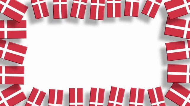 Denmark flags border frame on white background for copy space