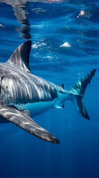 Close-up shots of sharks in the sea