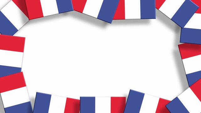 France flags border frame on white background for copy space