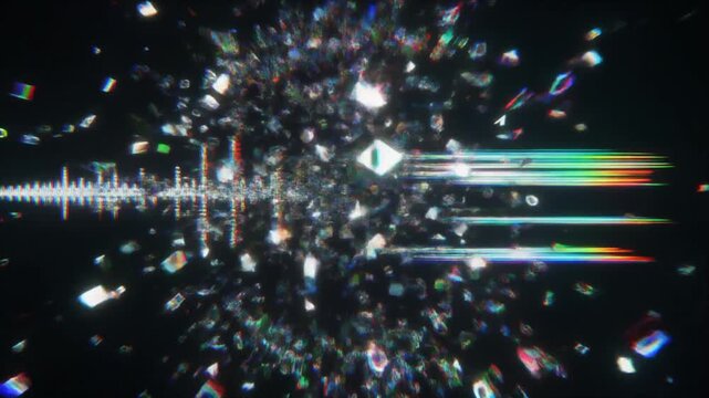 Deconstructed Digital Signal Audio Waveform, Advanced Cyber Glitch Sound Intro 4K UHD.