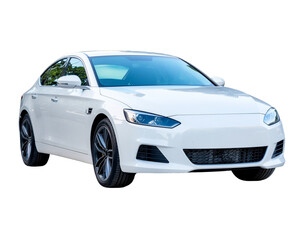 White sports sedan with sleek aerodynamic design and glossy metallic paint for car enthusiasts