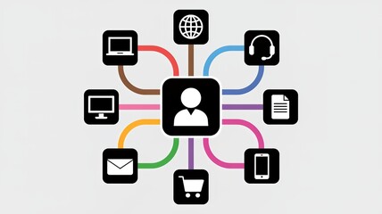 Person connected to various digital devices and services online