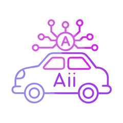 Neon Line Autonomous Car AI Icon