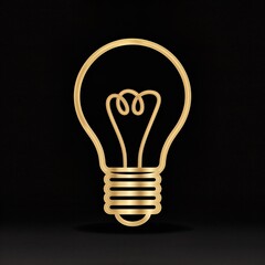 Golden light bulb icon on black background symbolizing ideas