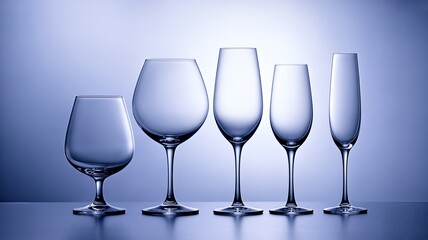 Elegant wine glasses arranged on a table