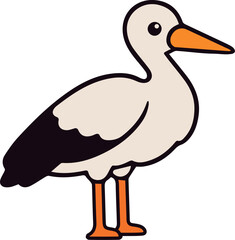 Stork Bird Flat Color Icon Vector Illustration