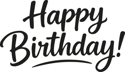 Black Happy Birthday Calligraphy Text Isolated on White Background