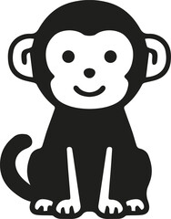 Cute Monkey Flat Icon Vector Illustration