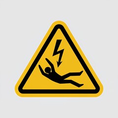 Warning sign of person being electrocuted with lightning bolt