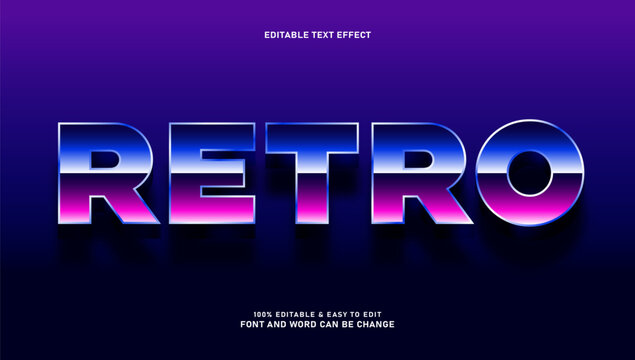 Retro 80s Synthwave Text Effect with Chrome Gradient and Neon Purple Glow