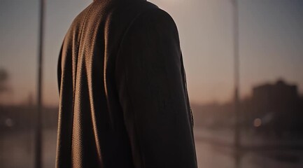 Dramatic Man s Blazer Detail Close Up Slow Motion Fashion Business Style Luxury Elegance Professional Suit Jacket Texture Background Stock Video Footage