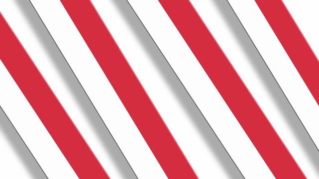 Abstract red and white diagonal stripes moving background animation
