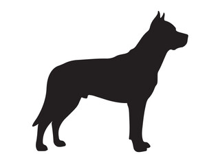 Guard Dog in silhouette white background.