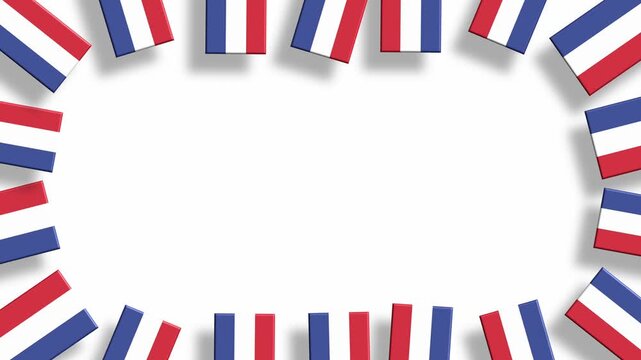 Netherlands flag border frame on white background video animation