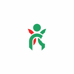 Green Human Figure Logo Design Element.