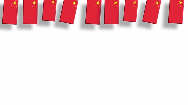 China flag banner border on top of white background