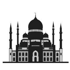 Obraz premium Islamic Mosque Silhouette with Domes and Minarets.