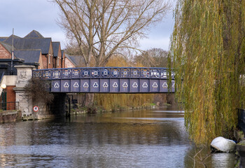 Foundry Bridge over the River Wensum in the city of Norwich, Norfolk. Captured on a winter day