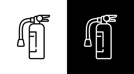 Fire Extinguisher White Icon Set Vector 