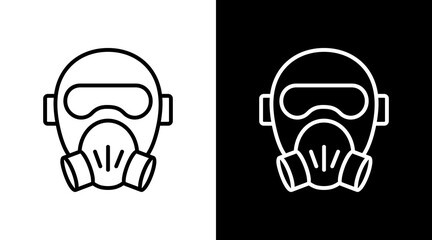Gas Mask White Icon Set Vector 
