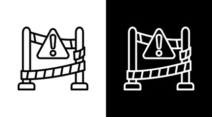 Police Line White Icon Set Vector 