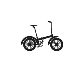 Folding bike silhouette with small wheels and a compact frame.
