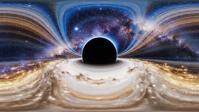 Stunning Visualization of a Black Hole in Deep Space with Galactic Background.