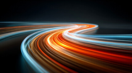 Swirling abstract light lines on a dark background, creating dynamic motion and futuristic energy, ideal for modern design, technology, or digital art projects