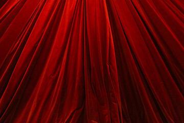 Closed Red Velvet Theater Curtain on Stage