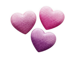 Three gradient hearts isolated on transparent background