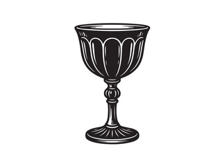 Vintage Chalice Glass Icon Icon Icon in silhouette white background.