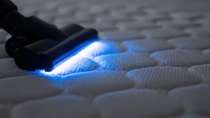 Deep cleaning mattress with illuminated vacuum