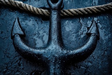 Anchor symbolizing stability nautical themed artwork marine environment close-up shot rustic design concept