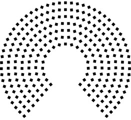 Hemicycle 250 seats - chamber 280 - degree donut chart 7 rows centered