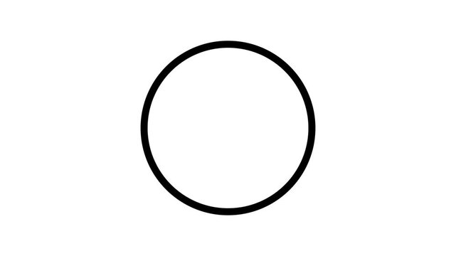Minimalist black line art circle animation on a white background featuring a smooth geometric reveal for highlighting icons text or cinematic video transitions.
