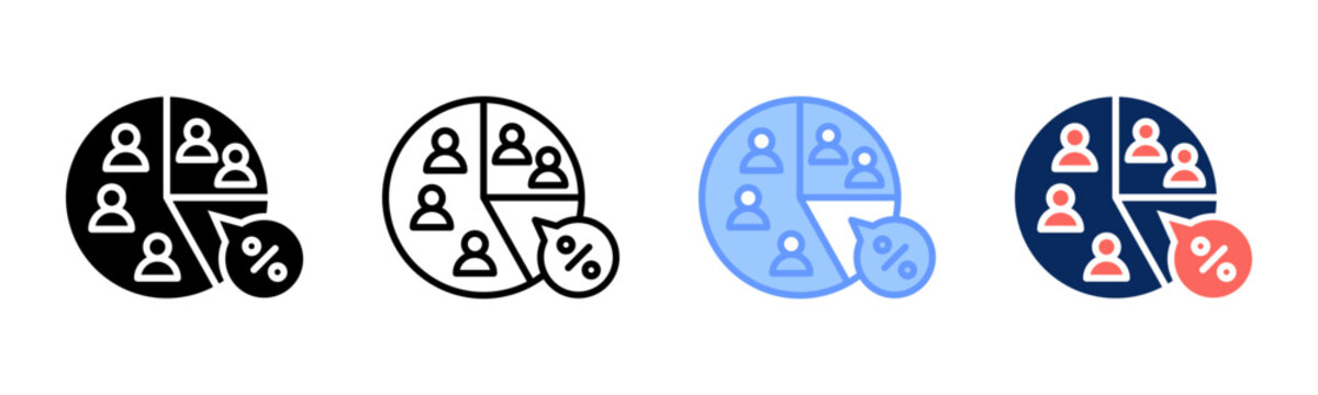 Population Share icon set multiple style collection
