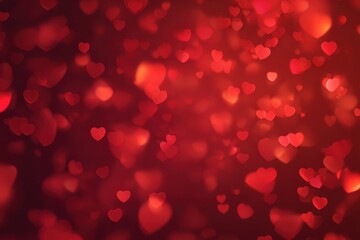 Red hearts fill the background during a celebration of love and friendship in a bright environment