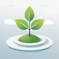 Stylized illustration of a growing plant on a pedestal symbolizing growth