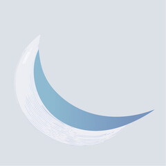 Abstract crescent shape with gradients on a light gray background