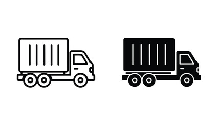 Fototapeta premium Two Dump Truck Icons Silhouettes Side By Side for Transport and Logistics Visual