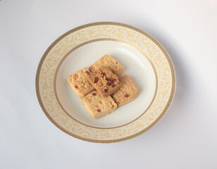 Cookies On Gold Rim Plate, Elegant Dessert Display