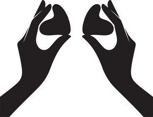 Naklejka premium Two hands using two Gua Sha stones simultaneously on both cheeks, creating a perfectly symmetrical shape