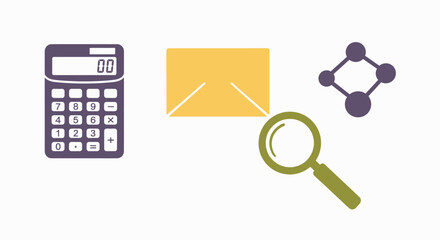 Financial Analysis Icons Set Calculator Email Network Magnifying Glass Business Finance Accounting Audit Report Budgeting Investment Banking Data Analysis Stock Illustration