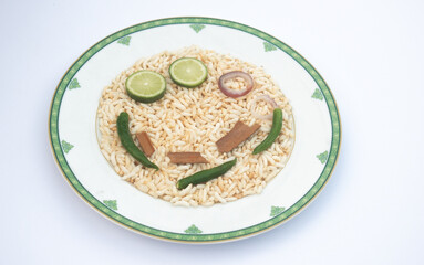 Puffed Rice With Lime Slices And Green Chili For Creative Food Art