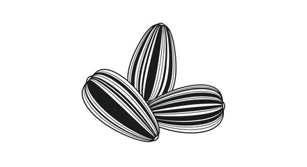 Set of three black and white striped sunflower seed icons illustrated with bold lines to emphasize their characteristic shape and pattern.